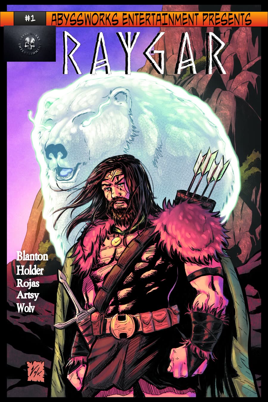 Raygar #1 cover featuring Raygar, the glowing spirit bear